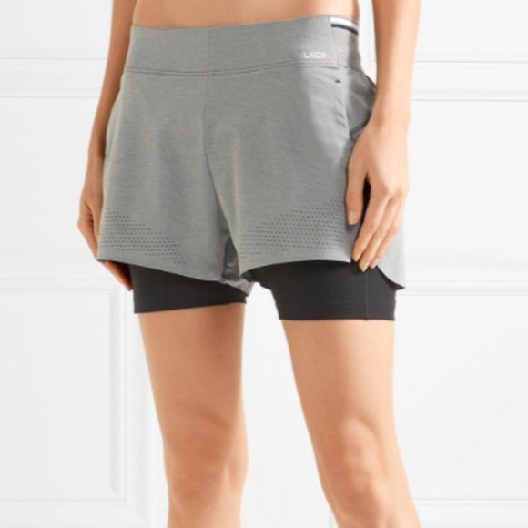 LNDR Women's Gray Run Double Shorts - Picture 2 of 8